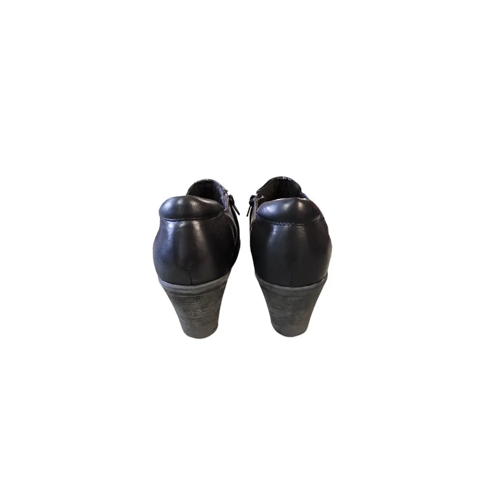 Clarks Bendables Black Leather Side Zip Heeled‎ Ankle Boots Sz 9.5